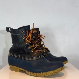 LL Bean Boots Women's Leather Raven Blue Classic Bean Boots Size 7